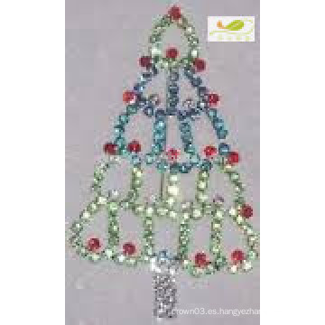 Colorido rhinestone pin festival broche de árbol de Navidad